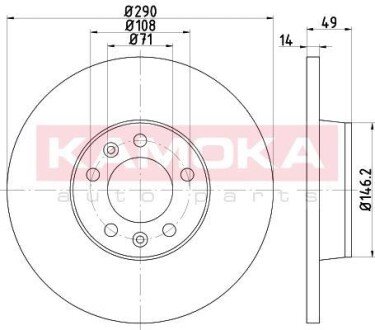 Гальмiвнi диски CITROEN JUMPY 07-/FIAT SCUDO 07-/PEUGEOT EXPERT 07- KAMOKA 1031050 (фото 1)