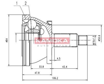 К-т шарнiрний привiдного валу KAMOKA 7082