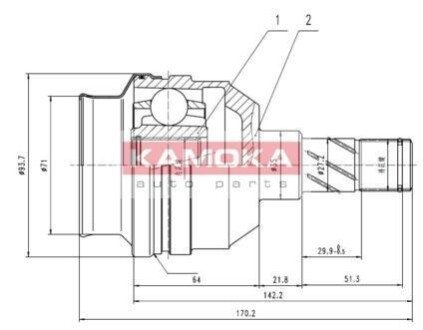 К-т шарнiрний привiдного валу KAMOKA 8009