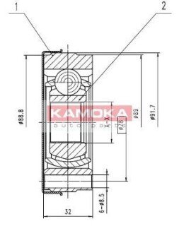 К-т шарнiрний привiдного валу KAMOKA 8010