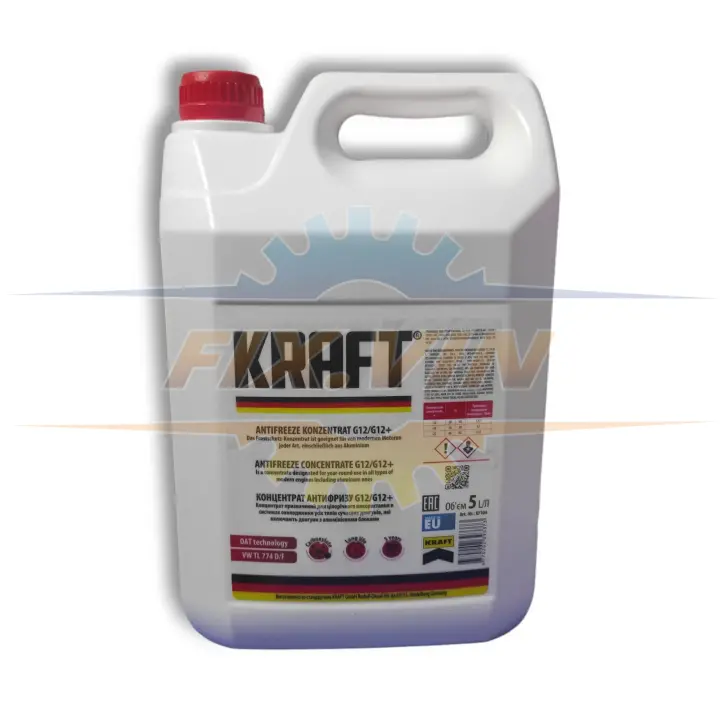Антифриз G12/G12+ -80°C красный 5л KRAFT KF104 (фото 1)