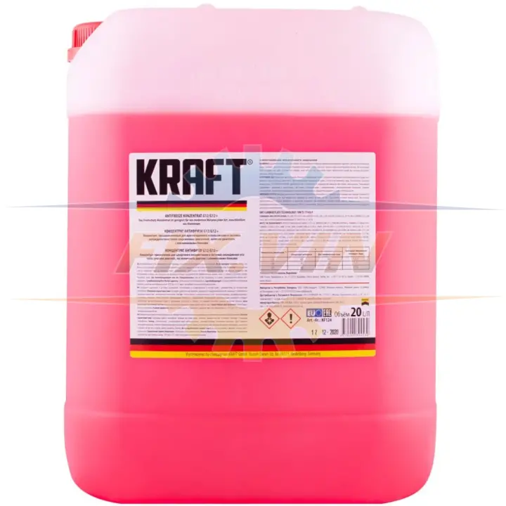 Охолоджуюча рідина G12/G12+ Red концентрат червоний 20л KRAFT KF124 (фото 1)