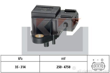 Датчик давления воздуха, 2,0D, 3,0D KW 493 116