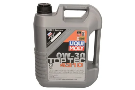 Моторна олива TopTec 4310 (5L) 0W30 ACEA C2 CITROEN B71 2312 FIAT 9.55535 DS1 FIAT 9.55535 GS1 PEUGEOT B71 2312 LIQUI MOLY 2362 0W30 5L