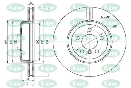Диск тормозной передний (кратно 2) BMW 5 (F10) (D=348mm) LPR B2070V