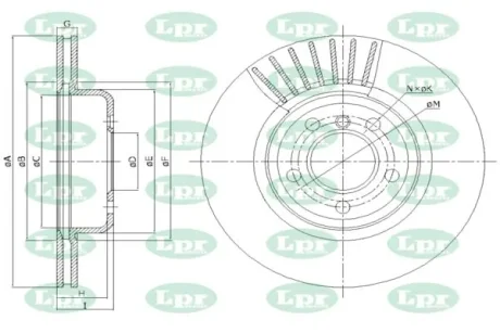 Диск тормозной передний (кратно 2) BMW 5 (F10) (D=330mm) LPR B2073V