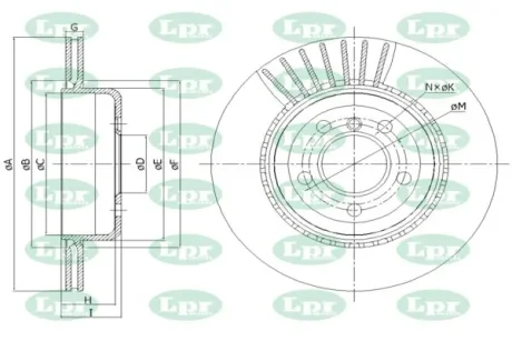 Диск гальмівний задній (кратно 2) BMW 5 (F10) (D=330mm) LPR B2074V