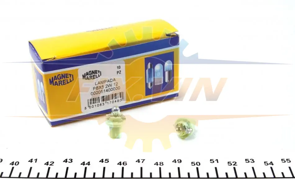 Автолампа 12V 2W BX8.5d (в щиток приладів/зелена) (PBX5 2W 12V) MAGNETI MARELLI 002051400000 (фото 1)