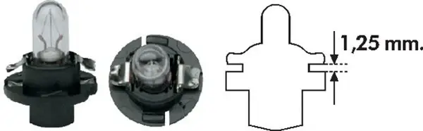Автолампа 12V 1.2W BX8.4d Black (в щиток приладів) (PBX4 1,2W 12) MAGNETI MARELLI 002053000000 (фото 1)