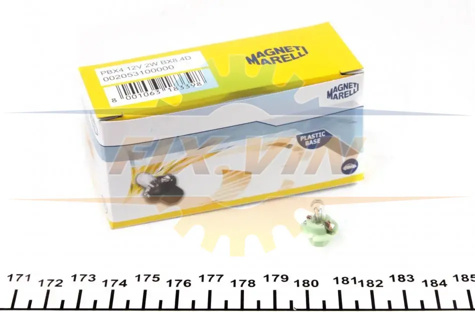 Автолампа PBX4 12V 2W BX8.4d (зелений патрон) (PBX4 2W 12V) MAGNETI MARELLI 002053100000 (фото 1)