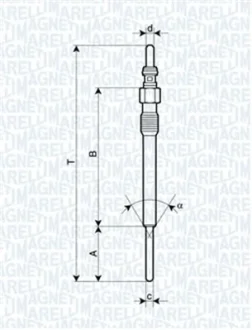 FIAT свічка розжарювання Doblo,Panda,Opel Astra J,Combo,Citroen,Peugeot 1.3HDI MAGNETI MARELLI 062900090304