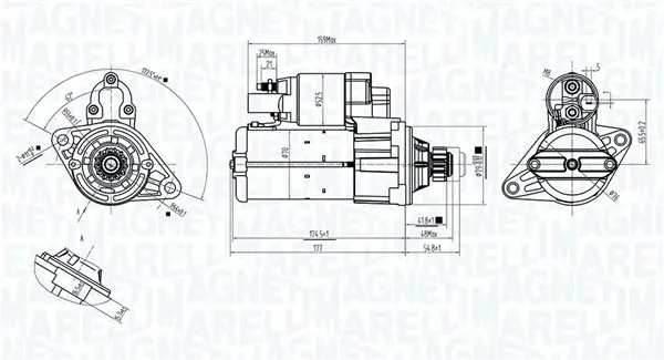 VW Стартер CADDY III 10-, GOLF VI 08-, T5 09-, TOURAN 05-, AUDI, SEAT MAGNETI MARELLI 063725561010 (фото 1)
