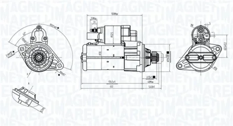 VW Стартер CADDY III 10-, GOLF VI 08-, T5 09-, TOURAN 05-, AUDI, SEAT MAGNETI MARELLI 063725561010