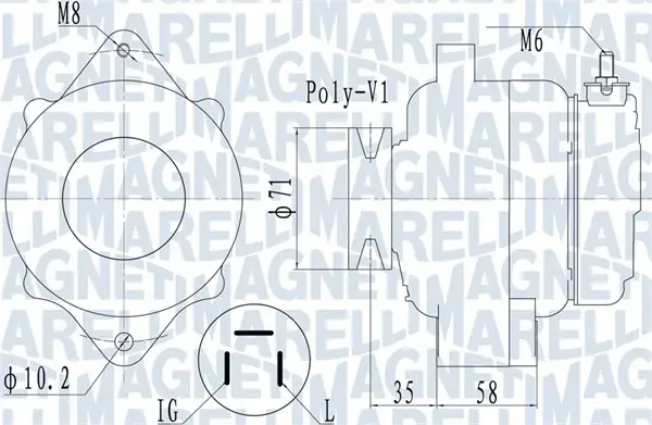 VW Генератор Bora 00- MAGNETI MARELLI 063731120010 (фото 1)