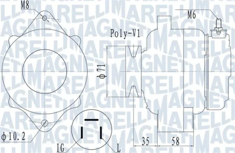 VW Генератор Bora 00- MAGNETI MARELLI 063731120010
