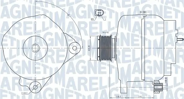 JEEP Генератор SEAT, VW, AUDI, DODGE, FORD, CHRYSLER MAGNETI MARELLI 063731763010 (фото 1)