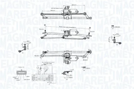 Механізм склоочисників передн (з мотором) FIAT DOBLO 03.01- MAGNETI MARELLI 064351763010