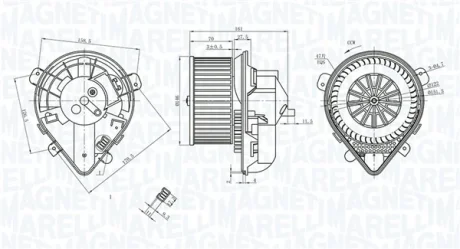 Вентилятор салону CITROEN EVASION, JUMPY I FIAT SCUDO, ULYSSE PEUGEOT 806, EXPERT 1.6-2.1D 06.94-12.06 MAGNETI MARELLI 069412403010