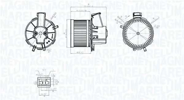 FIAT Вентилятор салона 500 07-, 500 C 09-, PANDA 03- MAGNETI MARELLI 069412778010 (фото 1)