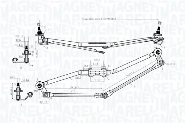 Система тяг и рычагов привода стеклоочистителя MAGNETI MARELLI 085570170010 (фото 1)