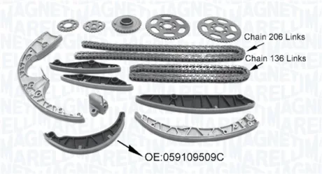 VW К-т ланцюга ГРМ TOUAREG 3.0 V6 TDI 10-, AUDI MAGNETI MARELLI 341500001590