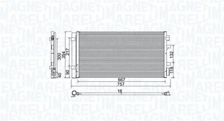 Magneti Marelli Конденсатор, система кондиціонування повітря MAGNETI MARELLI 350203762000
