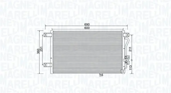 MITSUBISHI Радіатор кондиціонера (конденсатор) L200 2.0, 2.4, 2.5 96- MAGNETI MARELLI 350203987000 (фото 1)