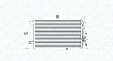 MITSUBISHI Радіатор кондиціонера (конденсатор) L200 2.0, 2.4, 2.5 96- MAGNETI MARELLI 350203987000