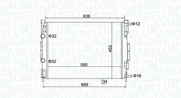 Радіатор двигуна (мкпп) RENAULT GRAND SCENIC II, MEGANE II, SCENIC II 1.5D-2.0 09.02- MAGNETI MARELLI 350213153500 (фото 1)