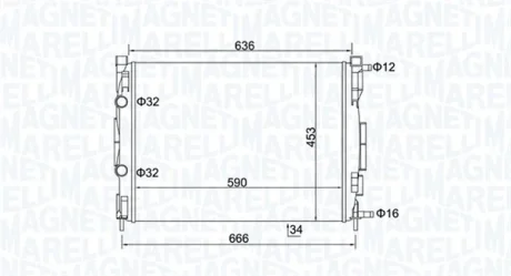 Радіатор двигуна (мкпп) RENAULT GRAND SCENIC II, MEGANE II, SCENIC II 1.5D-2.0 09.02- MAGNETI MARELLI 350213153500