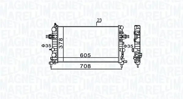 Радіатор двигуна OPEL ASTRA H, ASTRA H CLASSIC, ASTRA H GTC, ZAFIRA B, ZAFIRA B/MINIVAN 1.6-1.8LPG 03.04- MAGNETI MARELLI 350213159300 (фото 1)