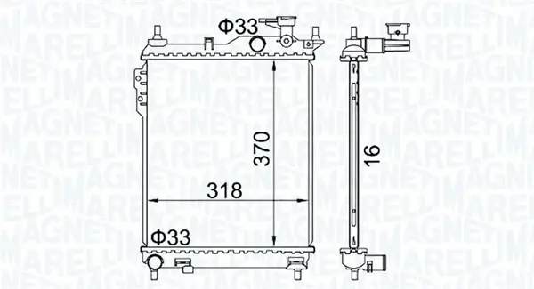HYUNDAI радіатор охолодження Getz 1.1/1.6 02- MAGNETI MARELLI 350213162400 (фото 1)
