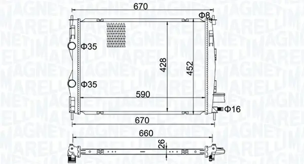 Радіатор двигуна NISSAN QASHQAI I 1.5D 11.06-12.13 MAGNETI MARELLI 350213162600 (фото 1)
