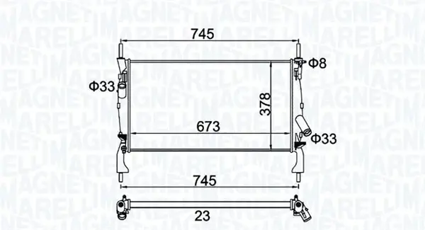 Радіатор двигуна (мкпп) FORD TRANSIT, TRANSIT TOURNEO 2.2D-2.4D 04.06-08.14 MAGNETI MARELLI 350213173900 (фото 1)
