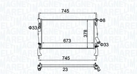 Радіатор двигуна (мкпп) FORD TRANSIT, TRANSIT TOURNEO 2.2D-2.4D 04.06-08.14 MAGNETI MARELLI 350213173900