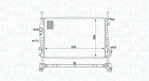 FORD Радіатор охолодження MONDEO 2,0 TDCi 00-02 MAGNETI MARELLI 350213177600 (фото 1)