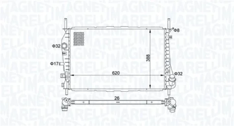 FORD Радіатор охолодження MONDEO 2,0 TDCi 00-02 MAGNETI MARELLI 350213177600