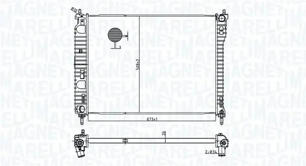 Радіатор двигуна (акпп) CHEVROLET CAPTIVA OPEL ANTARA A 2.4/2.4LPG/3.2 06.06- MAGNETI MARELLI 350213179800 (фото 1)