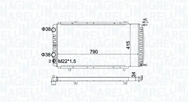Радіатор двигуна (мкпп) CITROEN JUMPER I FIAT DUCATO PEUGEOT BOXER 1.9D-3.0D 02.94- MAGNETI MARELLI 350213180900 (фото 1)
