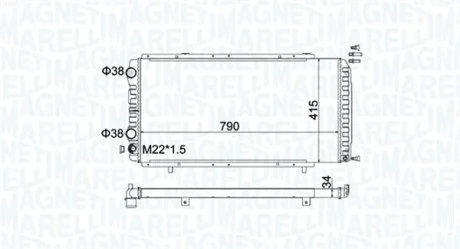 Радіатор двигуна (мкпп) CITROEN JUMPER I FIAT DUCATO PEUGEOT BOXER 1.9D-3.0D 02.94- MAGNETI MARELLI 350213180900