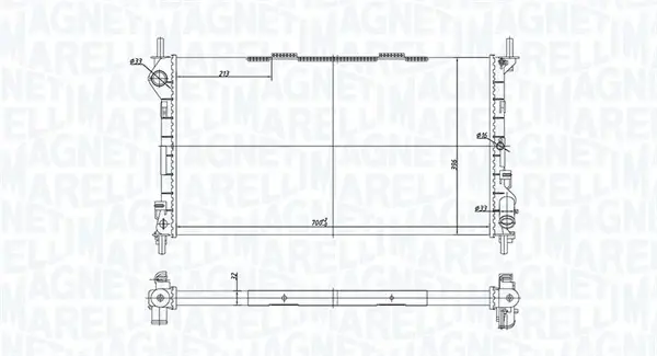 FORD радіатор охолодження 700х396х32 Transit Connect 1.8 16V/1.8TDCi 02- MAGNETI MARELLI 350213181200 (фото 1)