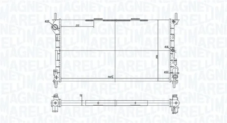 FORD радіатор охолодження 700х396х32 Transit Connect 1.8 16V/1.8TDCi 02- MAGNETI MARELLI 350213181200
