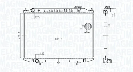 Радіатор двигуна NISSAN NAVARA, PICK UP 2.5D 11.01- MAGNETI MARELLI 350213183500