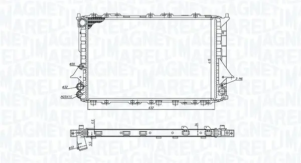 Радіатор охолодження Audi 100 91-94,A6 1.8/2.5TDI 94-97 мКПП MAGNETI MARELLI 350213189900 (фото 1)