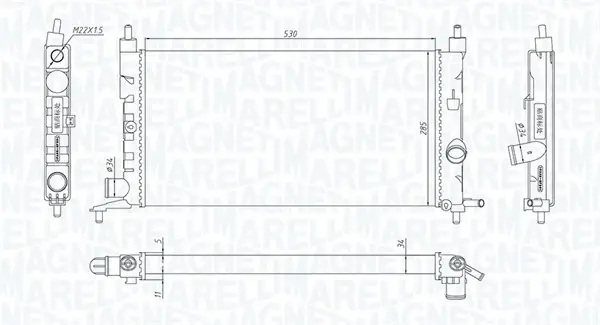 OPEL Радіатор сист. охолодження Combo, Corsa B, Chevrolet MAGNETI MARELLI 350213190400 (фото 1)