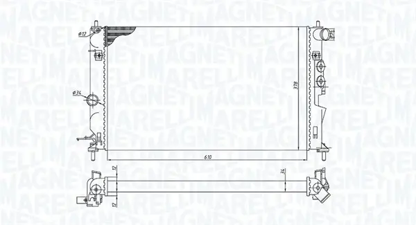 OPEL радіатор охолодження Vectra B 1.6/2.2 95- MAGNETI MARELLI 350213190600 (фото 1)