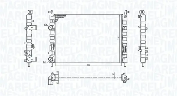 FIAT Радіатор сист. охолодження двиг. ALBEA 1.4 07-09 MAGNETI MARELLI 350213196300 (фото 1)