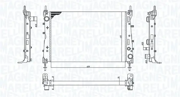 Радіатор двигуна (мкпп) FIAT LINEA 1.3D/1.4/1.6D 10.06- MAGNETI MARELLI 350213199100 (фото 1)