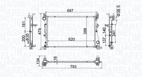 FIAT Радіатор системи охолодження двигуна TIPO 1.3-1.4 16- MAGNETI MARELLI 350213203900
