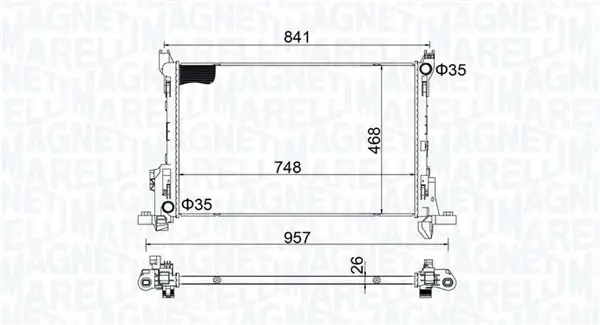 Радіатор двигуна FIAT TALENTO NISSAN NV300 OPEL VIVARO B RENAULT TRAFIC III 1.6D/2.0D 05.14- MAGNETI MARELLI 350213207800 (фото 1)